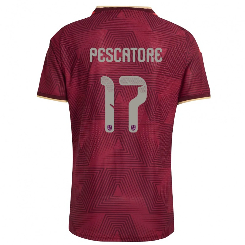 Danxen Hombre Camiseta Venezuela Camila Pescatore #17 Borgoña Oro Amarillo 1ª Equipación 26-28 La Camisa México