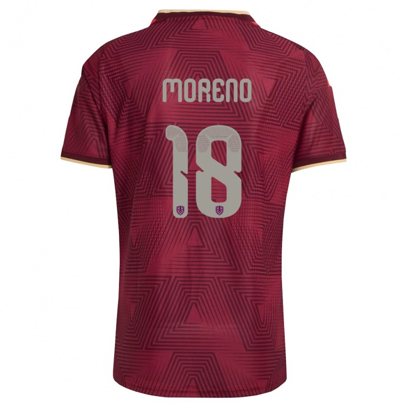 Danxen Hombre Camiseta Venezuela Aarón Moreno #18 Borgoña Oro Amarillo 1ª Equipación 26-28 La Camisa México