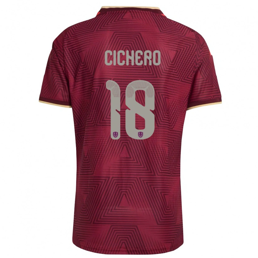Danxen Hombre Camiseta Venezuela Alejandro Cichero #18 Borgoña Oro Amarillo 1ª Equipación 26-28 La Camisa México