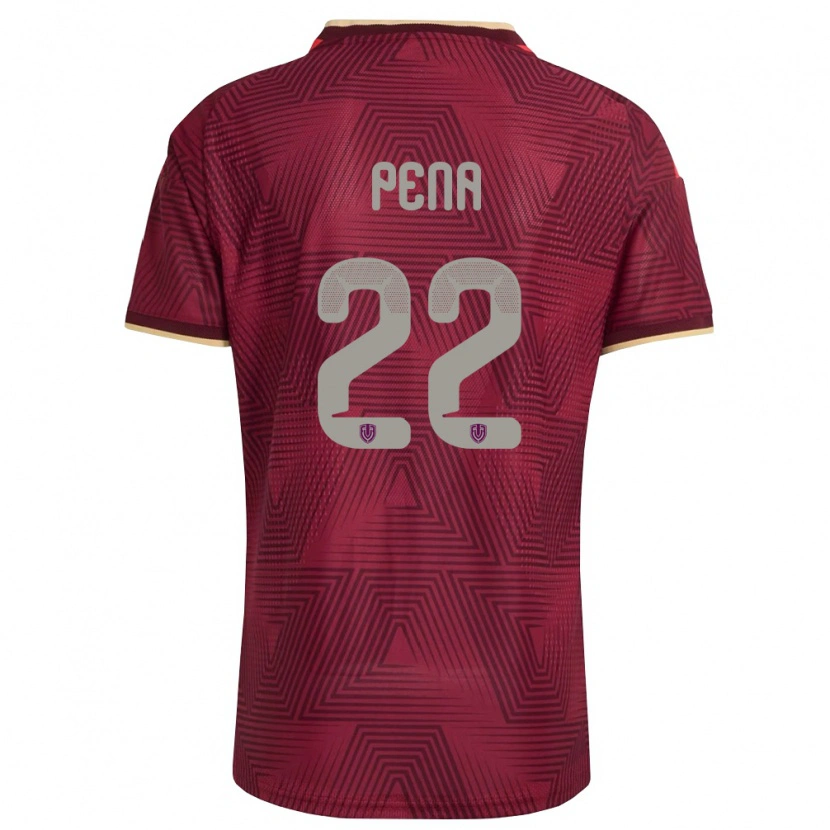 Danxen Hombre Camiseta Venezuela Lewuis Peña #22 Borgoña Oro Amarillo 1ª Equipación 26-28 La Camisa México