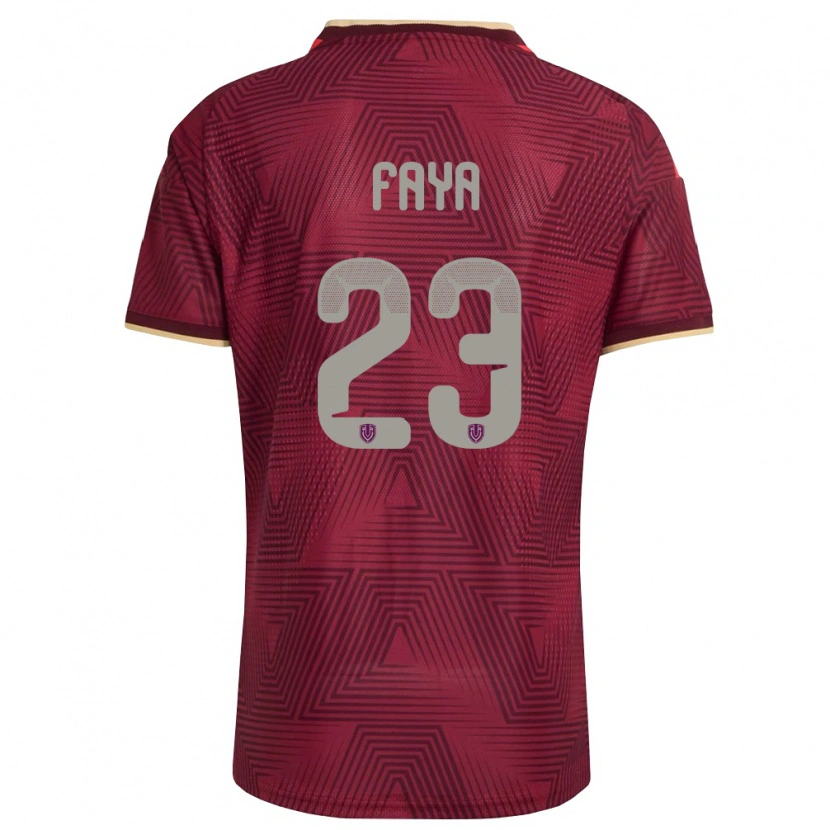 Danxen Hombre Camiseta Venezuela Carlos Faya #23 Borgoña Oro Amarillo 1ª Equipación 26-28 La Camisa México