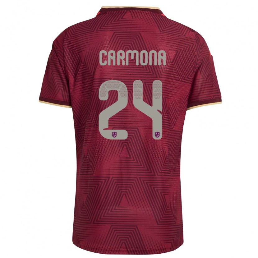 Danxen Hombre Camiseta Venezuela Wikelman Carmona #24 Borgoña Oro Amarillo 1ª Equipación 26-28 La Camisa México