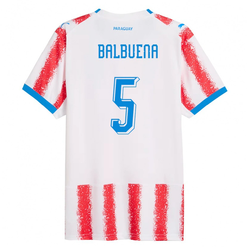 Danxen Hombre Camiseta Paraguay Fabián Balbuena #5 Blanco Rojo Azul 1ª Equipación 26-28 La Camisa México