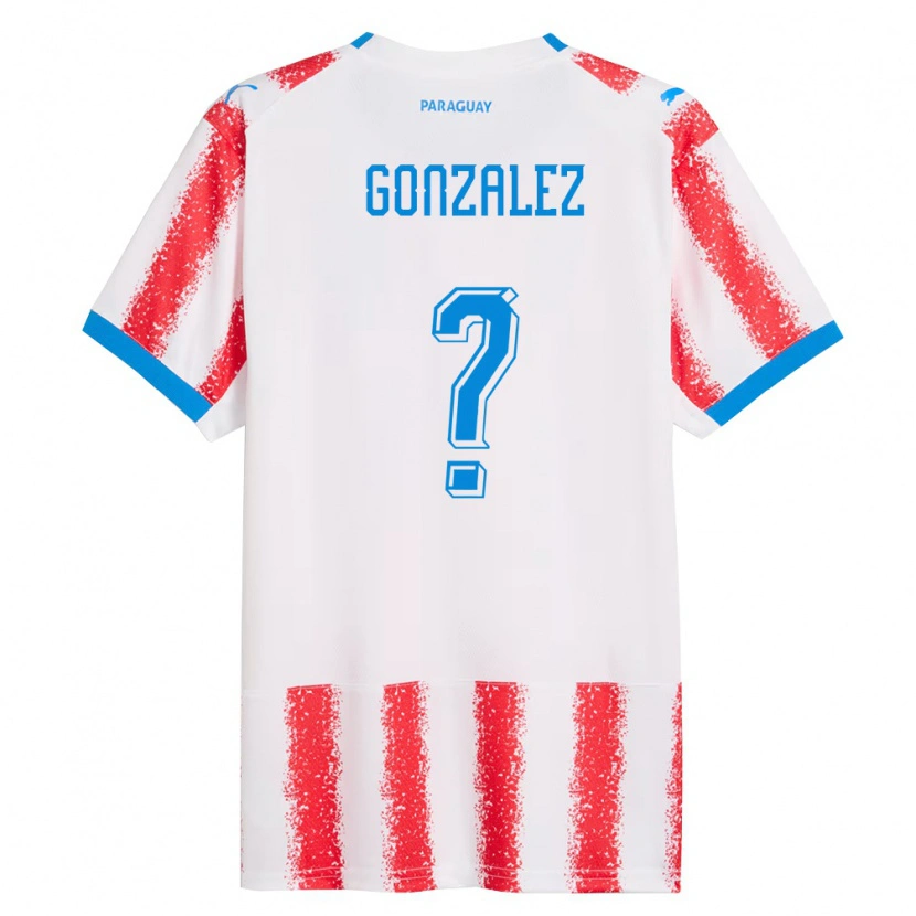 Danxen Hombre Camiseta Paraguay Antonio González #0 Blanco Rojo Azul 1ª Equipación 26-28 La Camisa México