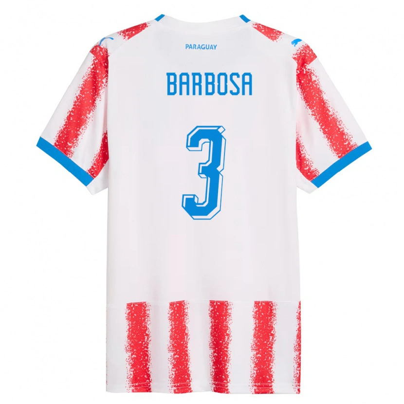 Danxen Hombre Camiseta Paraguay Camila Barbosa #3 Blanco Rojo Azul 1ª Equipación 26-28 La Camisa México