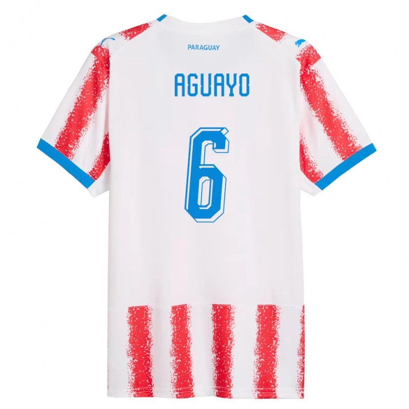 Danxen Hombre Camiseta Paraguay Ángel Aguayo #6 Blanco Rojo Azul 1ª Equipación 26-28 La Camisa México