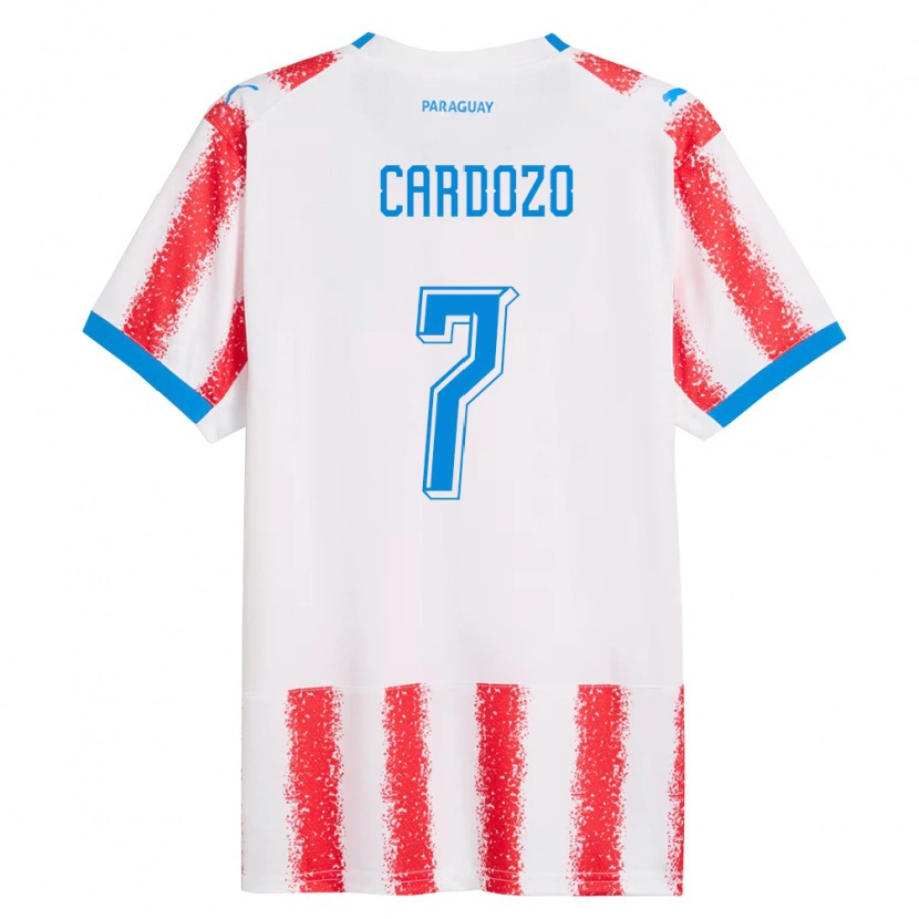 Danxen Hombre Camiseta Paraguay Fernando Cardozo #7 Blanco Rojo Azul 1ª Equipación 26-28 La Camisa México