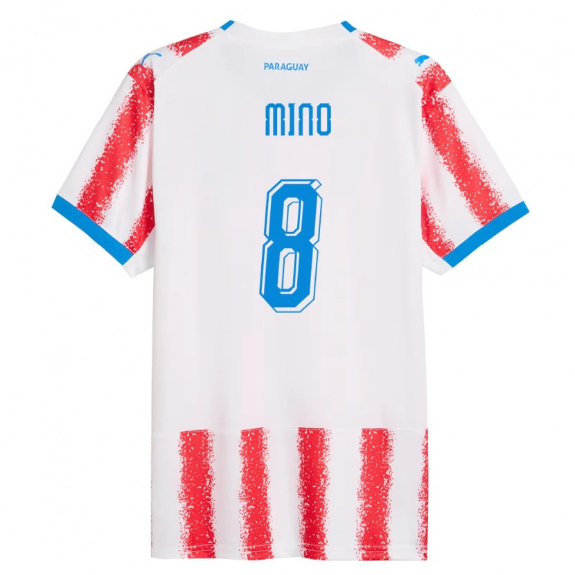 Danxen Hombre Camiseta Paraguay Rosa Miño #8 Blanco Rojo Azul 1ª Equipación 26-28 La Camisa México