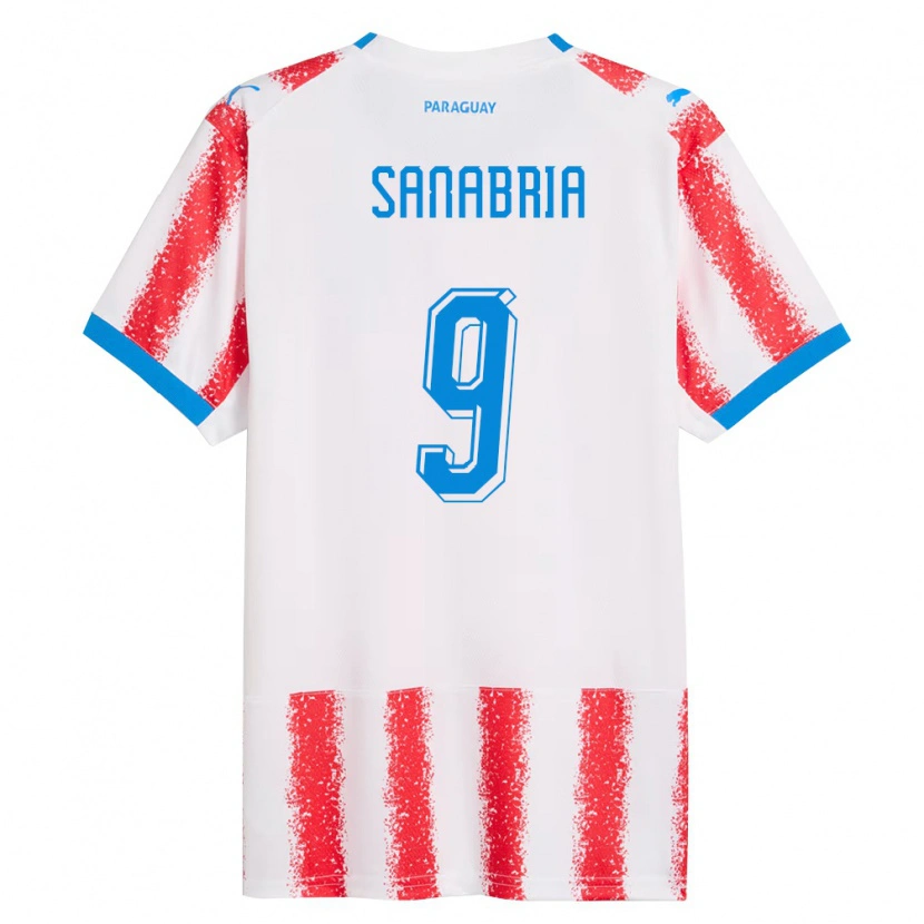 Danxen Hombre Camiseta Paraguay Antonio Sanabria #9 Blanco Rojo Azul 1ª Equipación 26-28 La Camisa México