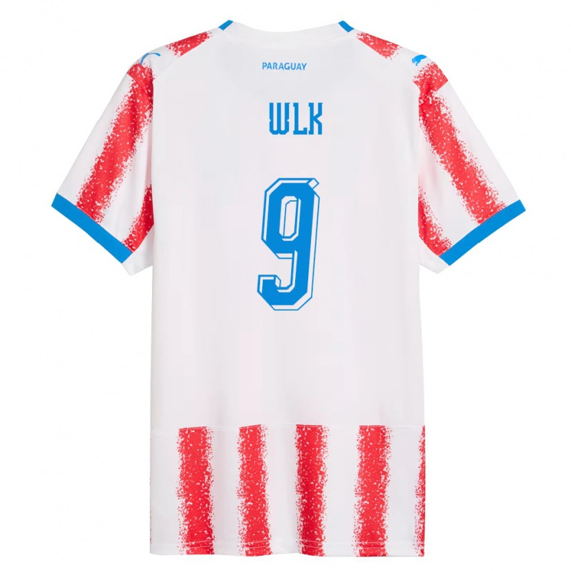 Danxen Hombre Camiseta Paraguay Allan Wlk #9 Blanco Rojo Azul 1ª Equipación 26-28 La Camisa México