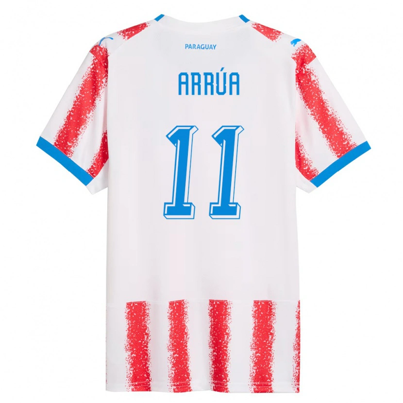 Danxen Hombre Camiseta Paraguay Enzo Arrúa #11 Blanco Rojo Azul 1ª Equipación 26-28 La Camisa México