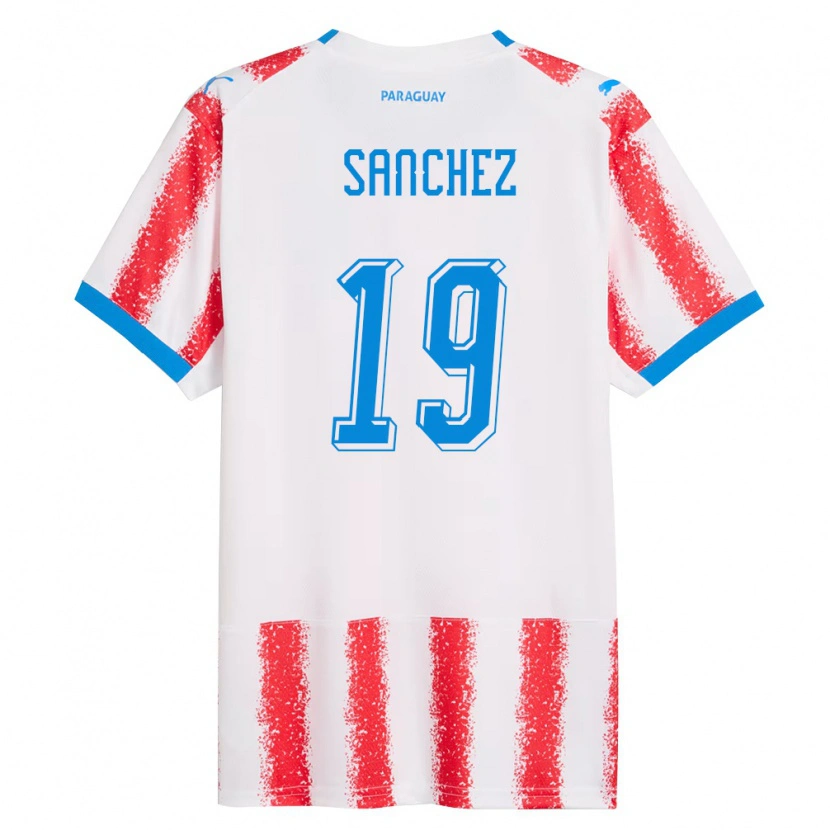 Danxen Hombre Camiseta Paraguay Juan Sánchez #19 Blanco Rojo Azul 1ª Equipación 26-28 La Camisa México