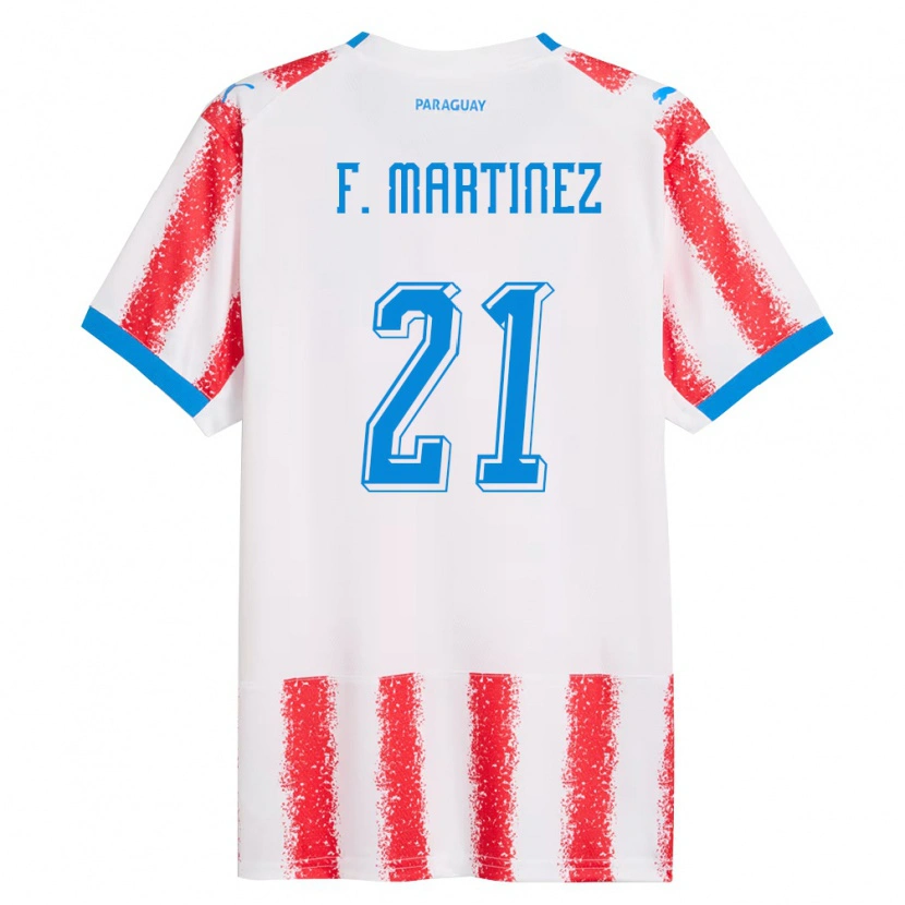 Danxen Hombre Camiseta Paraguay Fiorela Martínez #21 Blanco Rojo Azul 1ª Equipación 26-28 La Camisa México