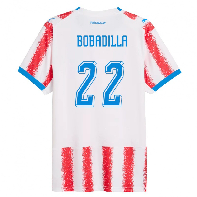 Danxen Hombre Camiseta Paraguay Dylan Bobadilla #22 Blanco Rojo Azul 1ª Equipación 26-28 La Camisa México