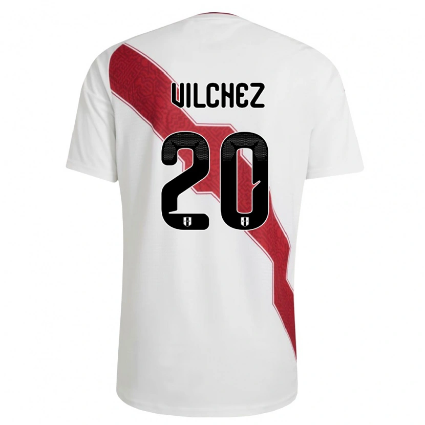 Danxen Hombre Camiseta Perú Alondra Vílchez #20 Blanco Rojo Negro 1ª Equipación 26-28 La Camisa México