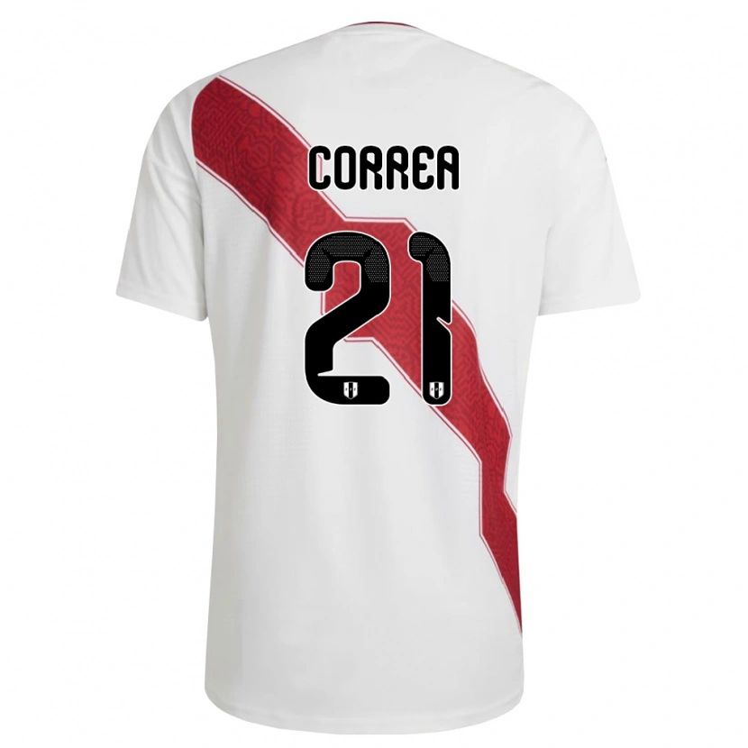 Danxen Hombre Camiseta Perú Alexis Correa #21 Blanco Rojo Negro 1ª Equipación 26-28 La Camisa México