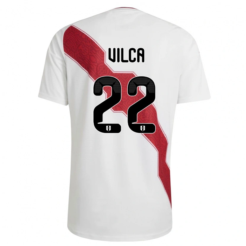 Danxen Hombre Camiseta Perú Rodrigo Vilca #22 Blanco Rojo Negro 1ª Equipación 26-28 La Camisa México