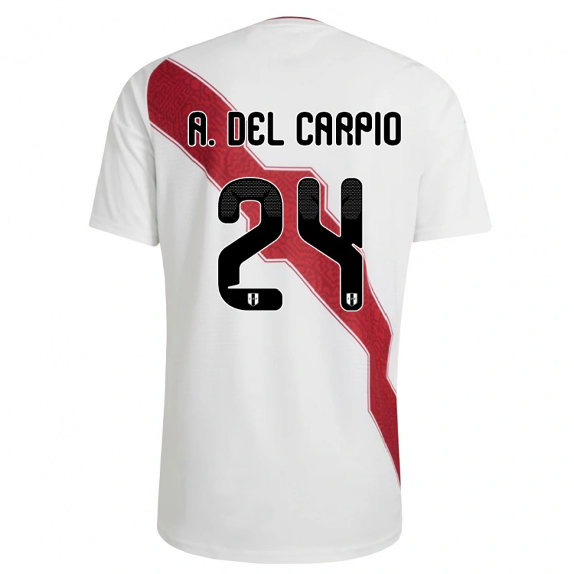 Danxen Hombre Camiseta Perú Annie Del Carpio #24 Blanco Rojo Negro 1ª Equipación 26-28 La Camisa México
