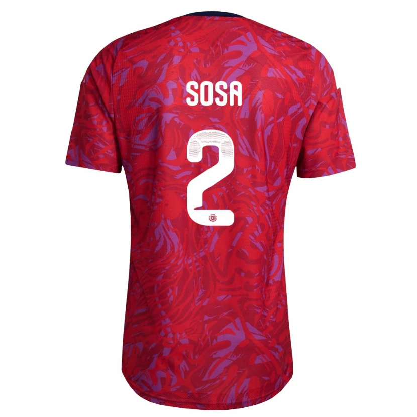 Danxen Hombre Camiseta Costa Rica Yerlan Sosa #2 Rojo Púrpura Marino 1ª Equipación 26-28 La Camisa México
