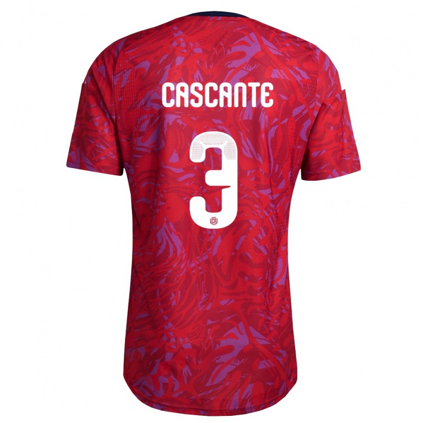 Danxen Hombre Camiseta Costa Rica Julio Cascante #3 Rojo Púrpura Marino 1ª Equipación 26-28 La Camisa México