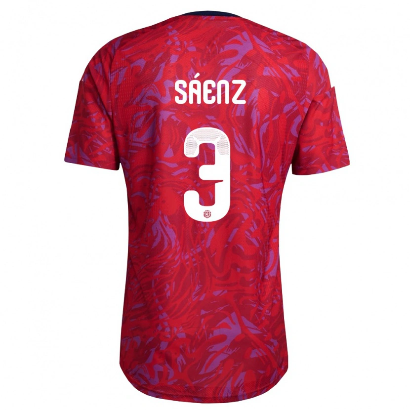 Danxen Hombre Camiseta Costa Rica Sleiner Sáenz #3 Rojo Púrpura Marino 1ª Equipación 26-28 La Camisa México