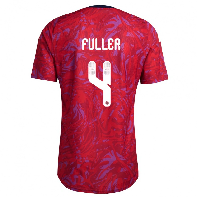 Danxen Hombre Camiseta Costa Rica Keysher Fuller #4 Rojo Púrpura Marino 1ª Equipación 26-28 La Camisa México