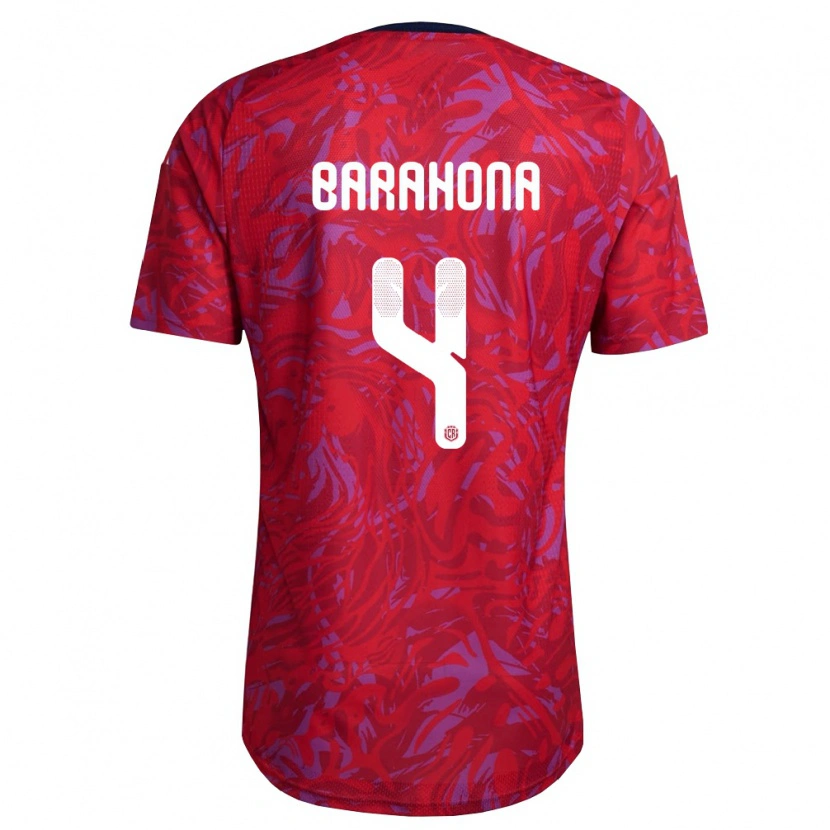 Danxen Hombre Camiseta Costa Rica Carlos Barahona #4 Rojo Púrpura Marino 1ª Equipación 26-28 La Camisa México