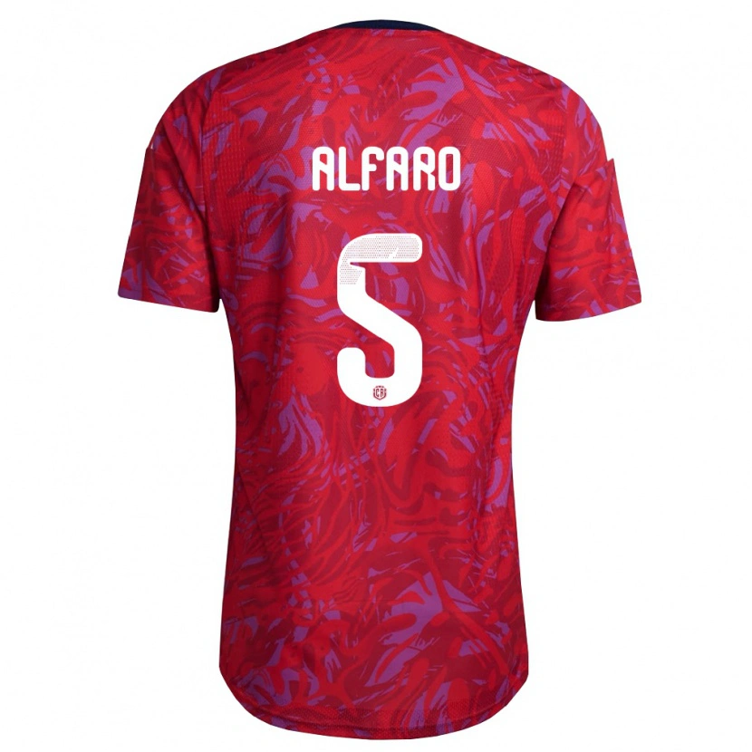 Danxen Hombre Camiseta Costa Rica Yordi Alfaro #5 Rojo Púrpura Marino 1ª Equipación 26-28 La Camisa México