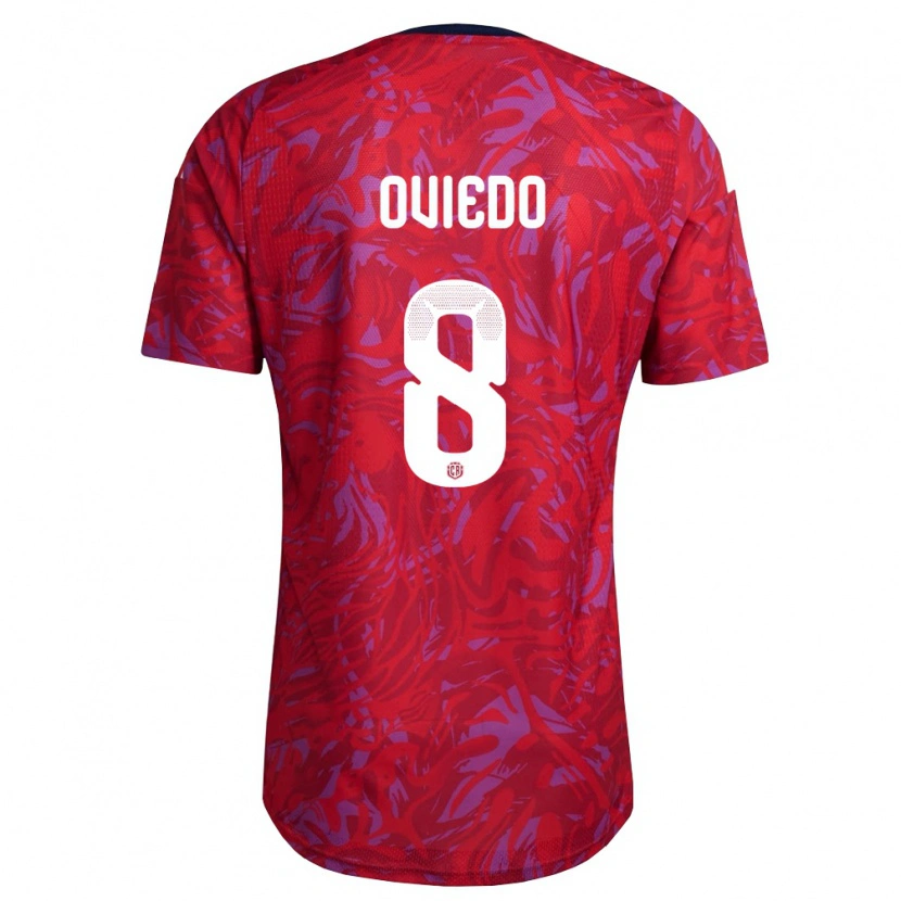 Danxen Hombre Camiseta Costa Rica Bryan Oviedo #8 Rojo Púrpura Marino 1ª Equipación 26-28 La Camisa México