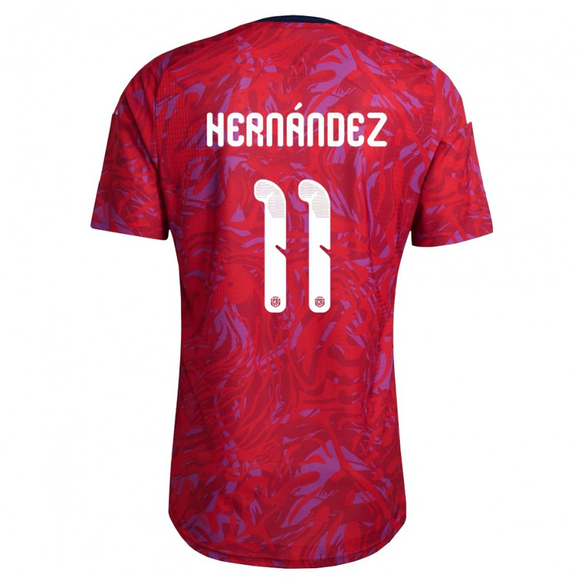 Danxen Hombre Camiseta Costa Rica Anthony Hernández #11 Rojo Púrpura Marino 1ª Equipación 26-28 La Camisa México