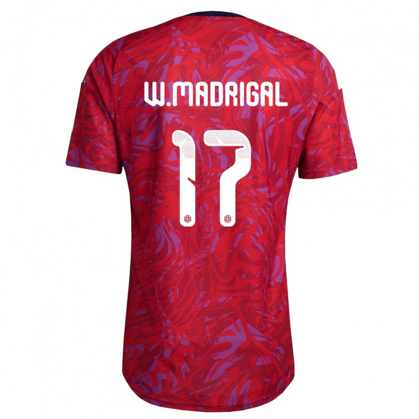 Danxen Hombre Camiseta Costa Rica Warren Madrigal #17 Rojo Púrpura Marino 1ª Equipación 26-28 La Camisa México