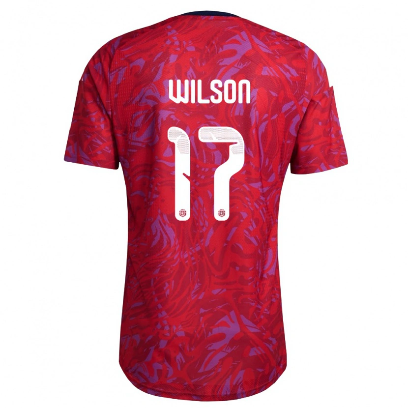 Danxen Hombre Camiseta Costa Rica Roan Wilson #17 Rojo Púrpura Marino 1ª Equipación 26-28 La Camisa México