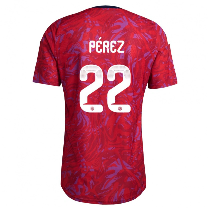 Danxen Hombre Camiseta Costa Rica Creichel Pérez #22 Rojo Púrpura Marino 1ª Equipación 26-28 La Camisa México