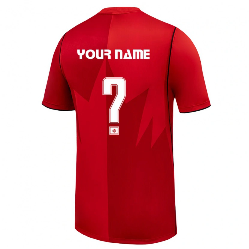 Danxen Hombre Camiseta Canadá Su Nombre #0 Rojo Blanco 1ª Equipación 26-28 La Camisa México