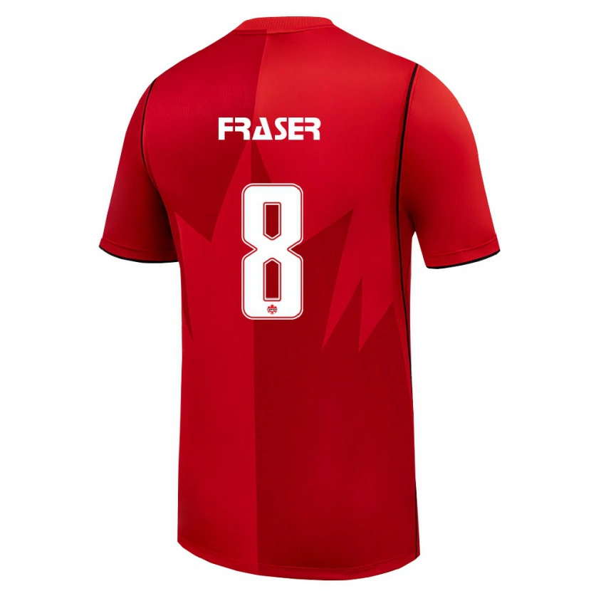 Danxen Hombre Camiseta Canadá Liam Fraser #8 Rojo Blanco 1ª Equipación 26-28 La Camisa México
