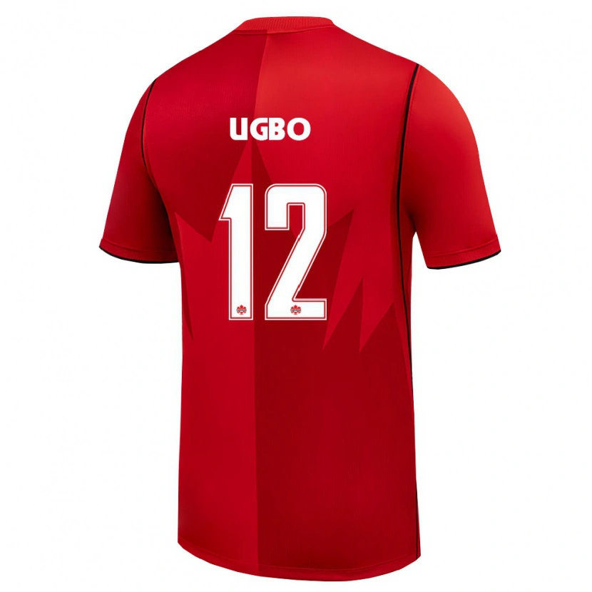 Danxen Hombre Camiseta Canadá Ike Ugbo #12 Rojo Blanco 1ª Equipación 26-28 La Camisa México