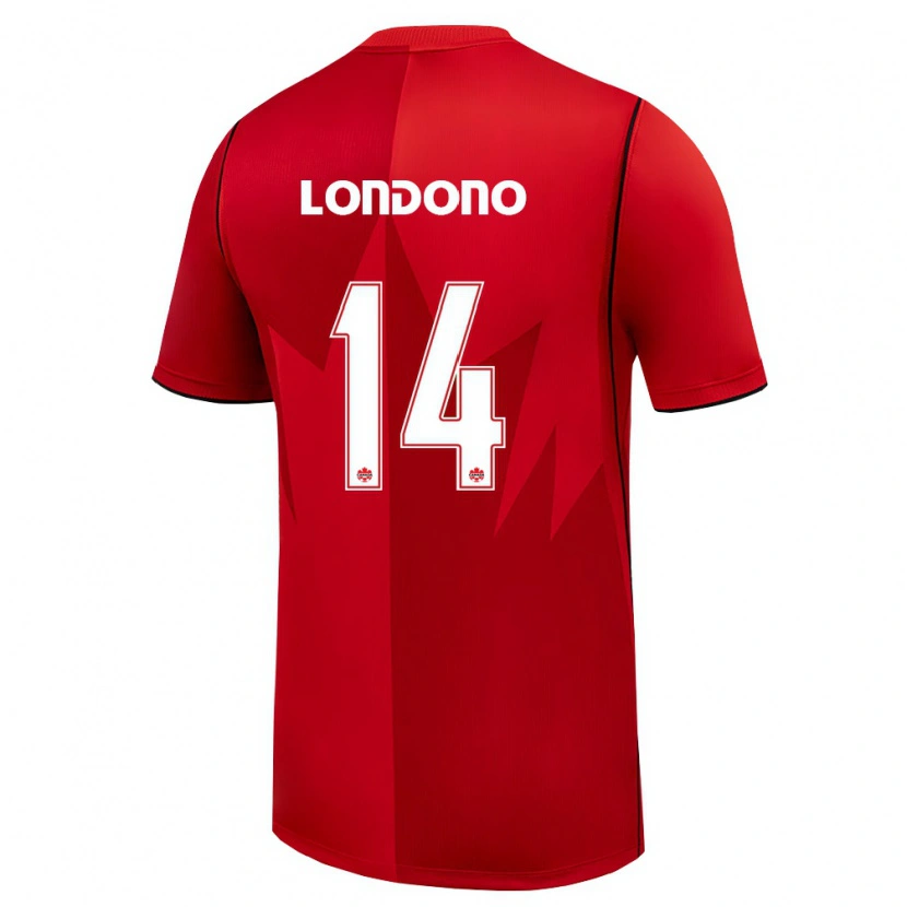Danxen Hombre Camiseta Canadá Tyler Londono #14 Rojo Blanco 1ª Equipación 26-28 La Camisa México