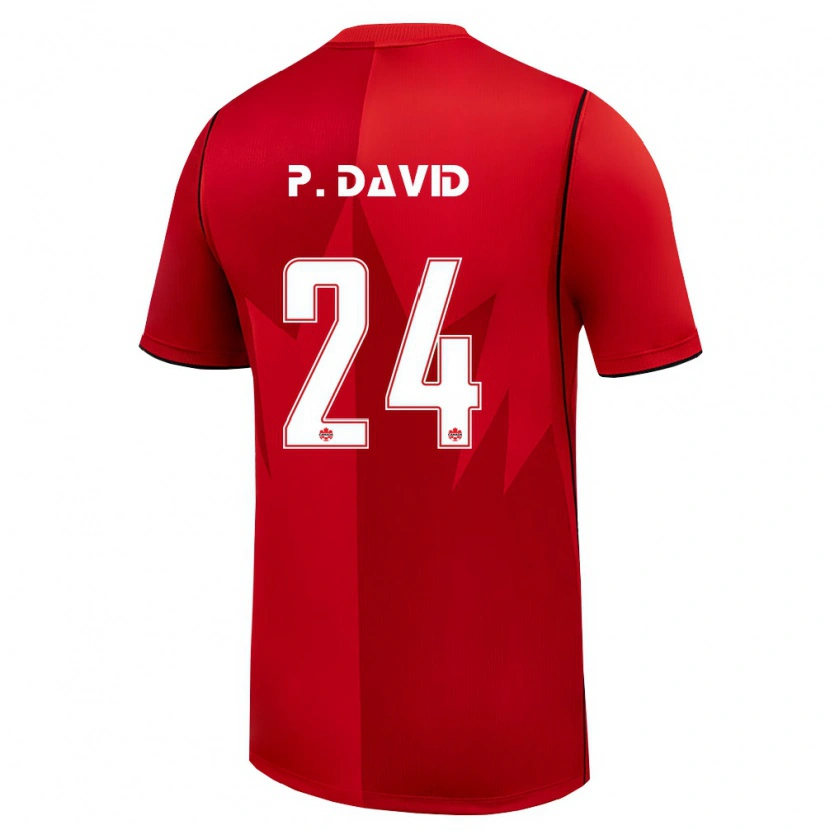 Danxen Hombre Camiseta Canadá Promise David #24 Rojo Blanco 1ª Equipación 26-28 La Camisa México