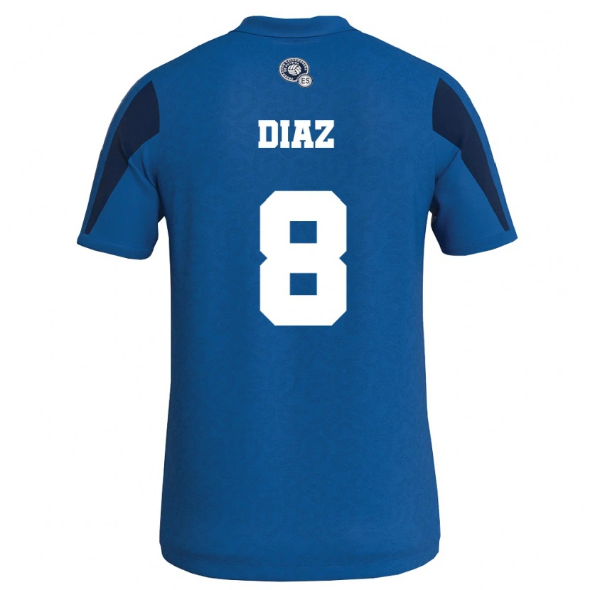 Danxen Hombre Camiseta El Salvador William Diaz #8 Azul Marino 1ª Equipación 26-28 La Camisa México