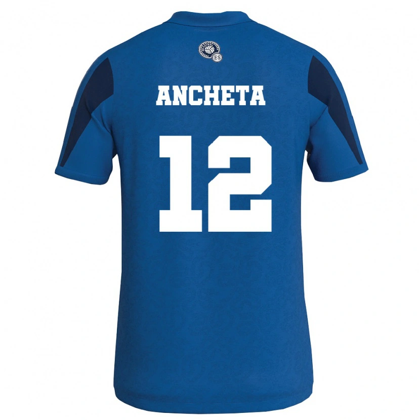 Danxen Hombre Camiseta El Salvador Jeffren Ancheta #12 Azul Marino 1ª Equipación 26-28 La Camisa México