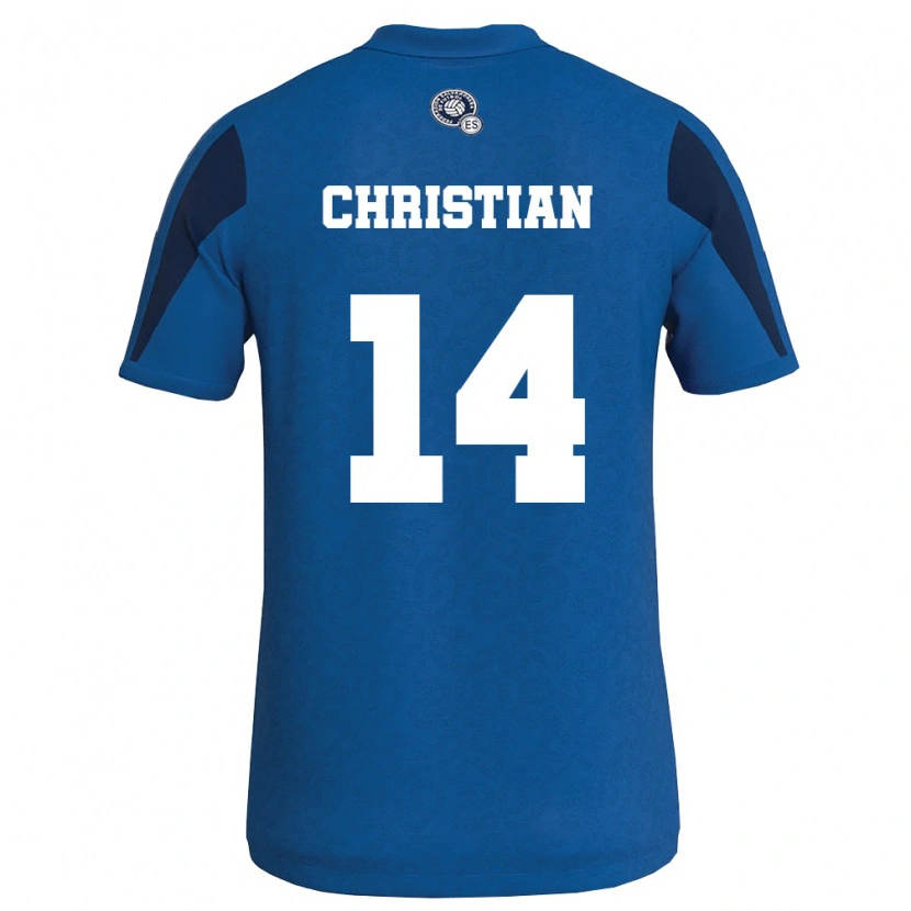 Danxen Hombre Camiseta El Salvador Christian Martínez #14 Azul Marino 1ª Equipación 26-28 La Camisa México