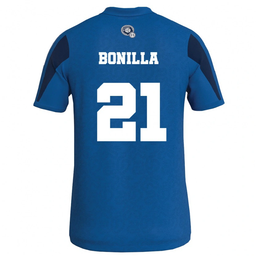 Danxen Hombre Camiseta El Salvador Elmer Bonilla #21 Azul Marino 1ª Equipación 26-28 La Camisa México