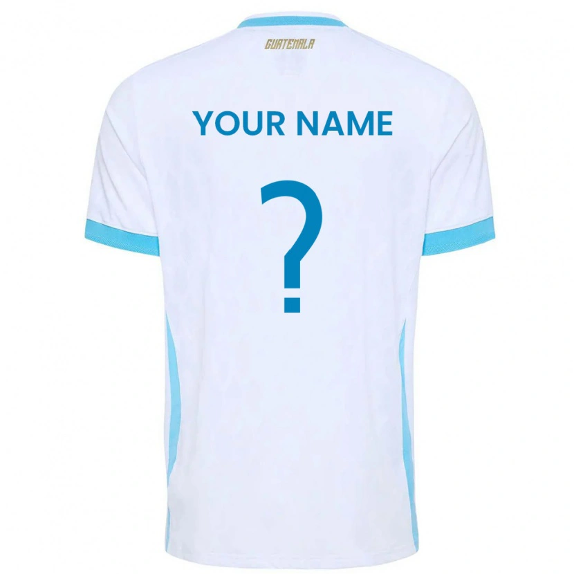 Danxen Hombre Camiseta Guatemala Su Nombre #0 Blanco Azul Cielo Oro 1ª Equipación 26-28 La Camisa México