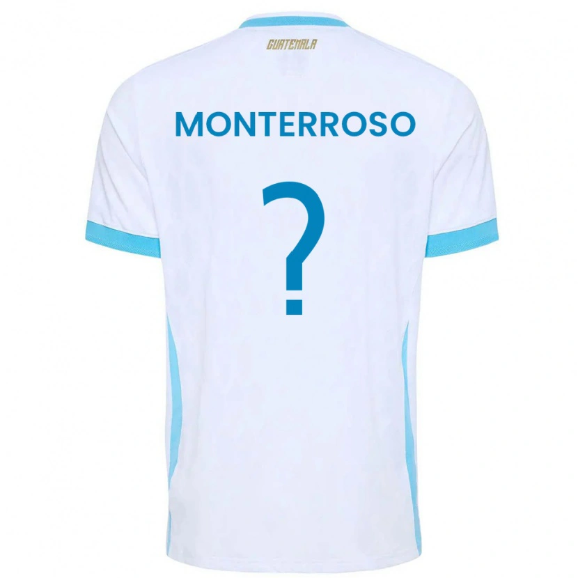 Danxen Hombre Camiseta Guatemala María Monterroso #0 Blanco Azul Cielo Oro 1ª Equipación 26-28 La Camisa México