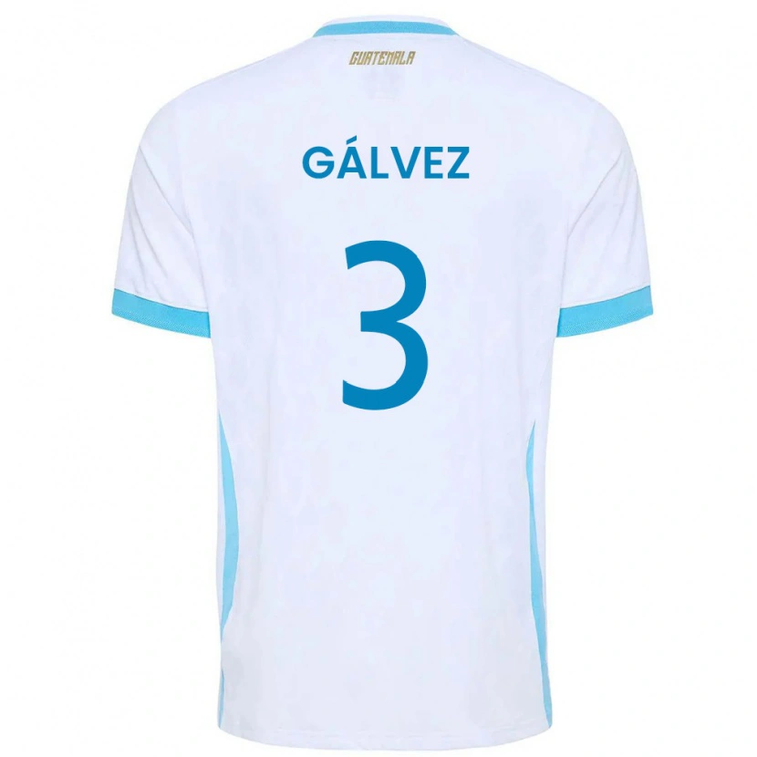 Danxen Hombre Camiseta Guatemala Fredy Gálvez #3 Blanco Azul Cielo Oro 1ª Equipación 26-28 La Camisa México