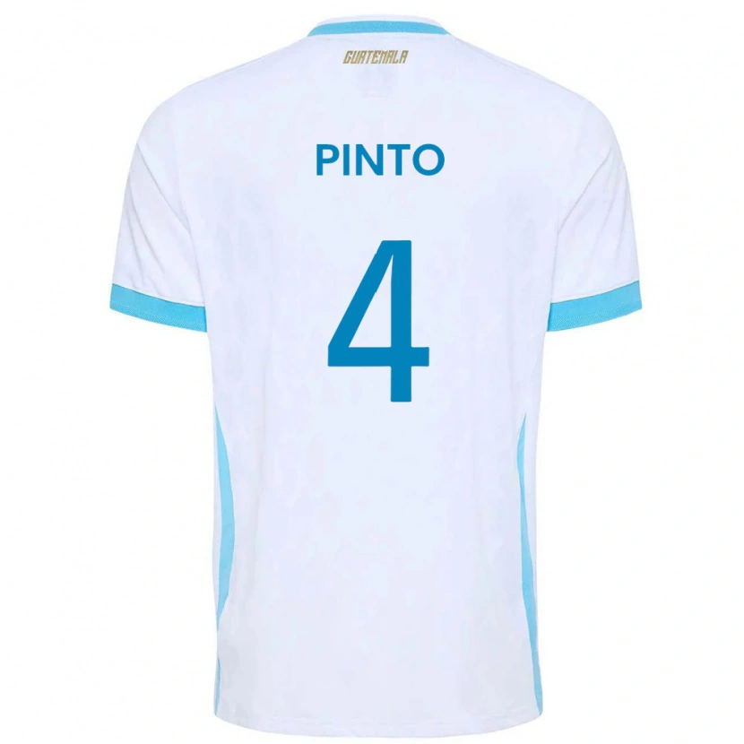 Danxen Hombre Camiseta Guatemala José Carlos Pinto #4 Blanco Azul Cielo Oro 1ª Equipación 26-28 La Camisa México