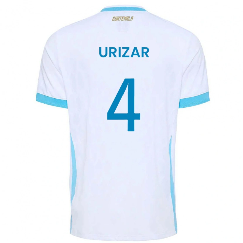 Danxen Hombre Camiseta Guatemala Jeshua Urizar #4 Blanco Azul Cielo Oro 1ª Equipación 26-28 La Camisa México