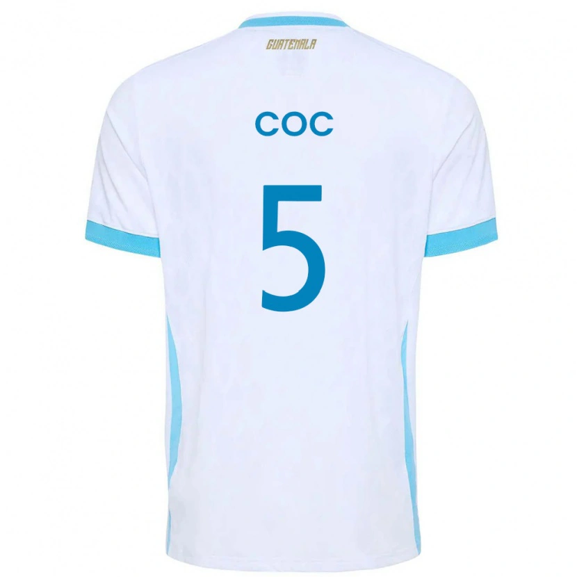 Danxen Hombre Camiseta Guatemala Anthony Coc #5 Blanco Azul Cielo Oro 1ª Equipación 26-28 La Camisa México