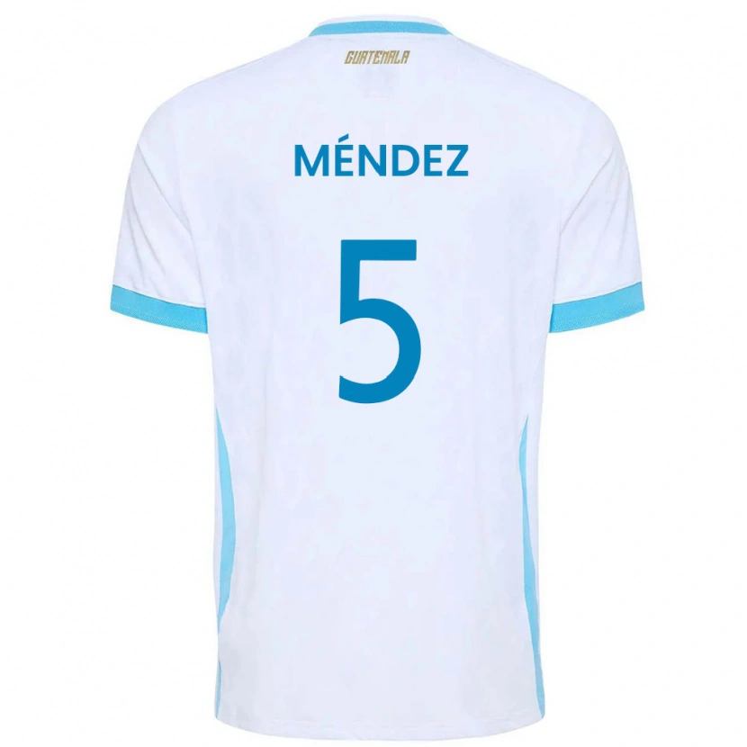 Danxen Hombre Camiseta Guatemala Diego Méndez #5 Blanco Azul Cielo Oro 1ª Equipación 26-28 La Camisa México