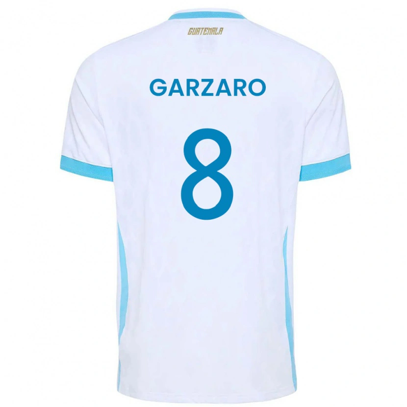 Danxen Hombre Camiseta Guatemala Santiago Garzaro #8 Blanco Azul Cielo Oro 1ª Equipación 26-28 La Camisa México